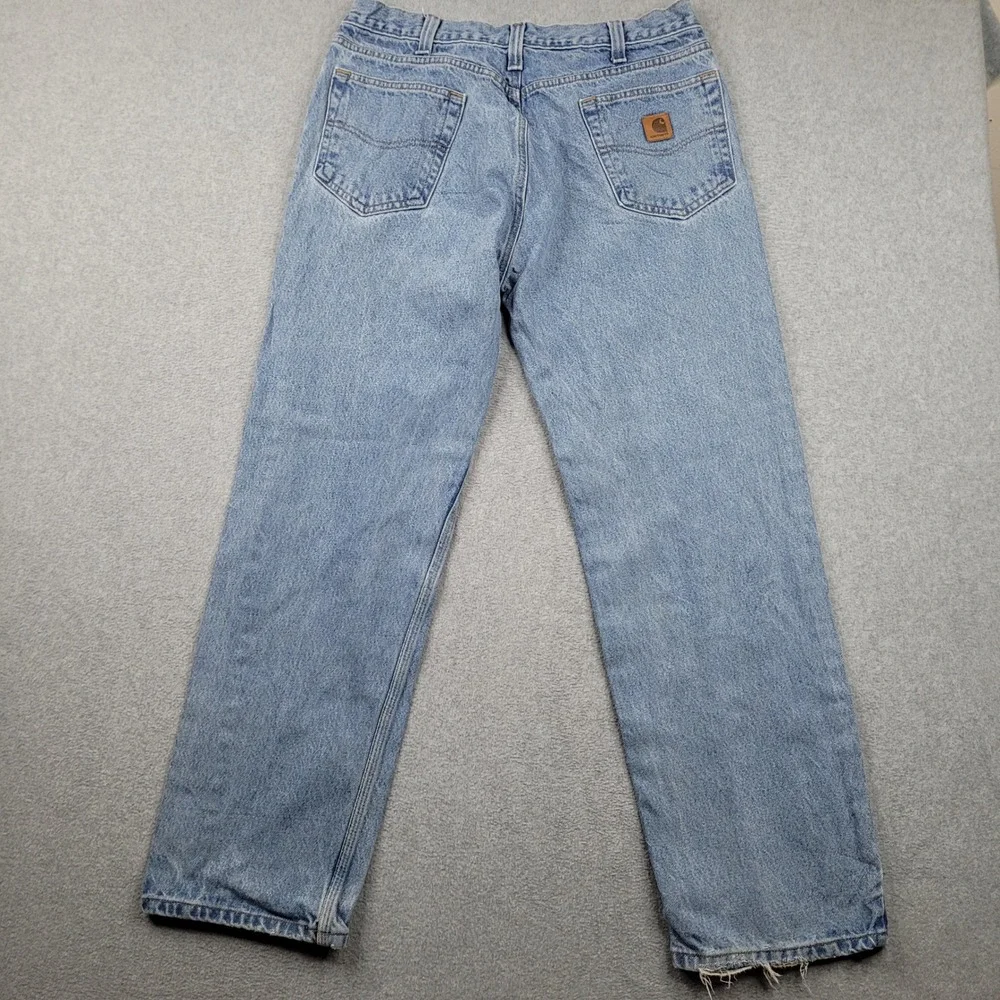 Carhartt‎ B460 LVB Relaxed Fit Jeans Mens 36x32 Light Wash Blue Denim Workwear